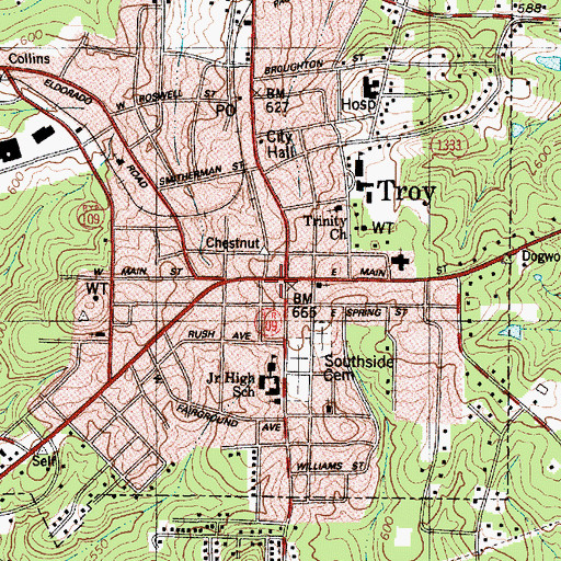 Topographic Map of Montgomery County Sheriff's Office, NC