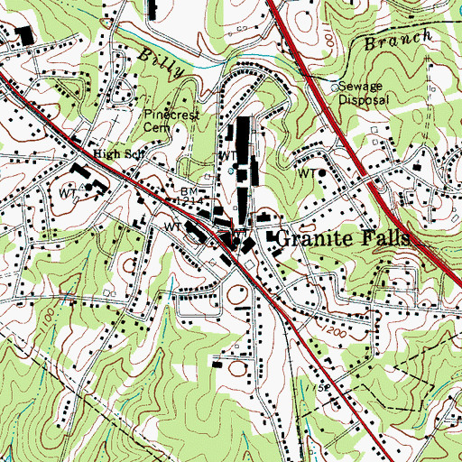 Topographic Map of Granite Falls Police Department, NC