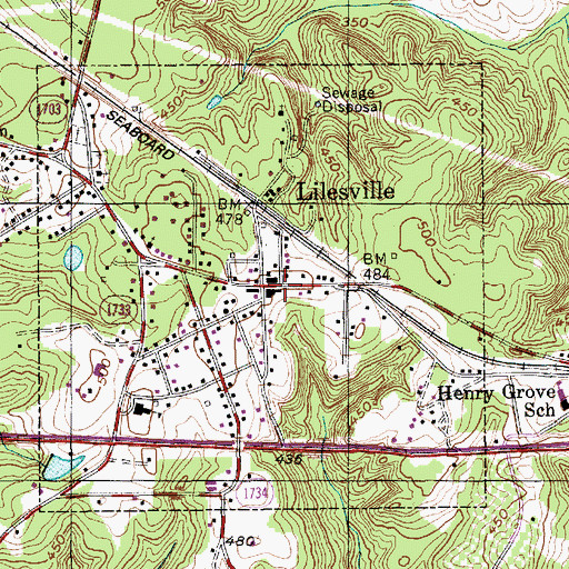 Topographic Map of Lilesville Police Department, NC