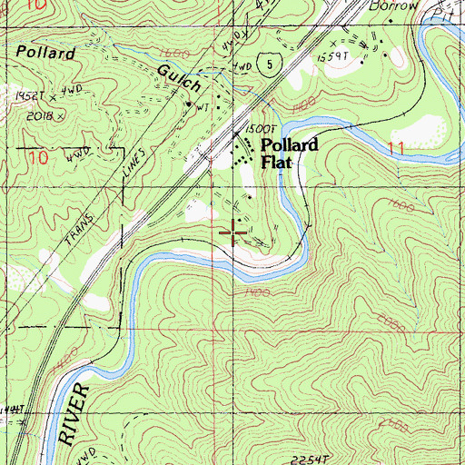 Topographic Map of Pollard Flat Campground, CA