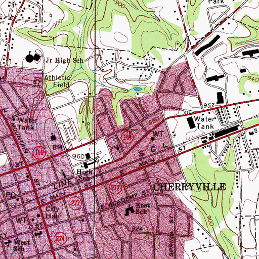 Topographic Map of Cherryville Police Department, NC