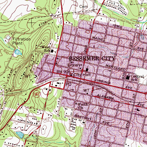 Topographic Map of Bessemer City Police Department, NC