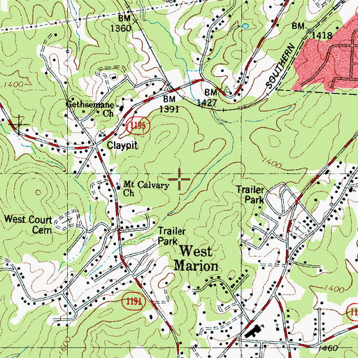 Topographic Map of McDowell County Sheriff's Office, NC