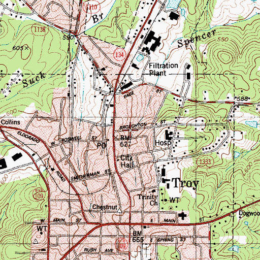 Topographic Map of Troy Police Department, NC