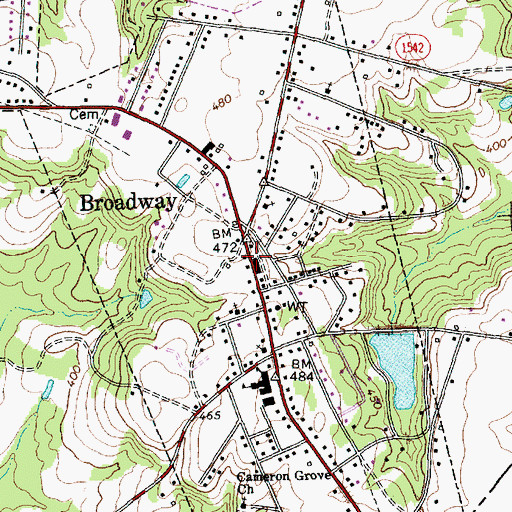 Topographic Map of Broadway Police Department, NC