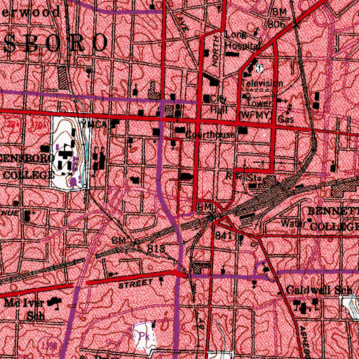 Topographic Map of Greensboro Police Department - Division 1, NC