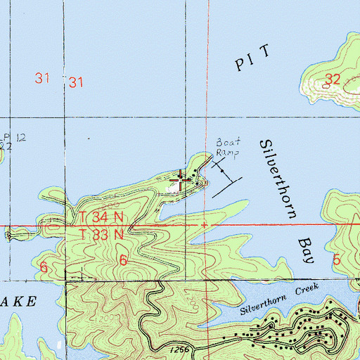 Topographic Map of Silverthorn Bay Resort, CA