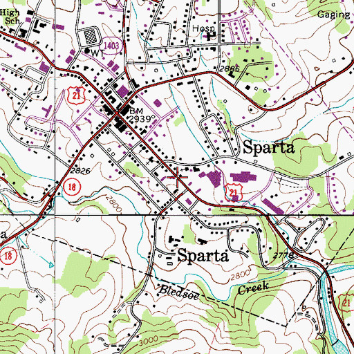 Topographic Map of Sparta Police Department, NC
