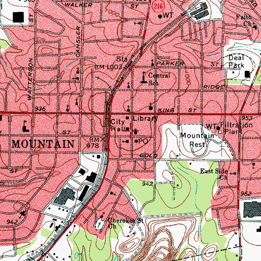 Topographic Map of Kings Mountain Police Department, NC