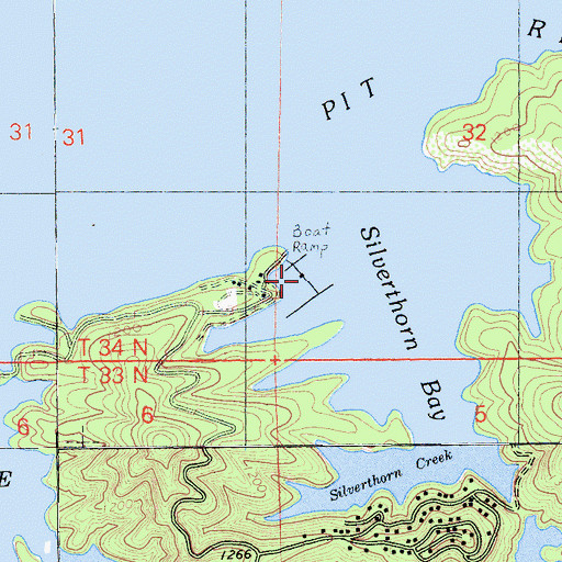 Topographic Map of Silverthorn Bay Boat Launching Ramp, CA