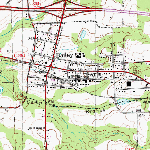 Topographic Map of Bailey Police Department, NC