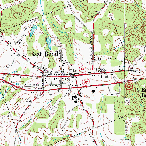 Topographic Map of East Bend Police Department, NC