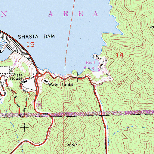 Topographic Map of Fishermans Point Picnic Site, CA