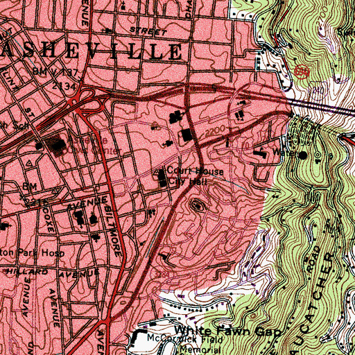 Topographic Map of Buncombe County Detention Facility, NC
