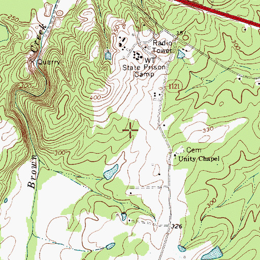 Topographic Map of Brown Creek Correctional Institution, NC