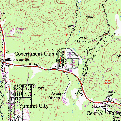 Topographic Map of Government Camp, CA
