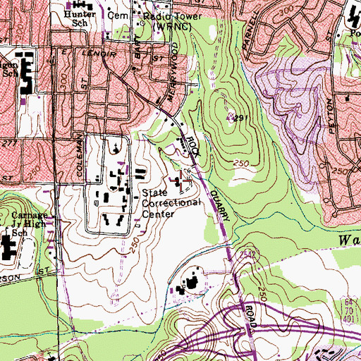 Topographic Map of Wake Correctional Center, NC