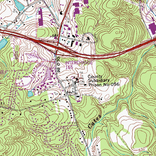 Topographic Map of Orange Correctional Center, NC