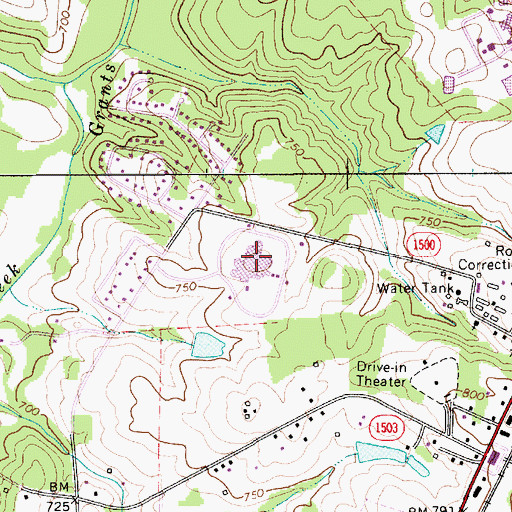 Topographic Map of Piedmont Correctional Institution, NC