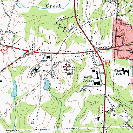 Topographic Map of Gaston Correctional Center, NC