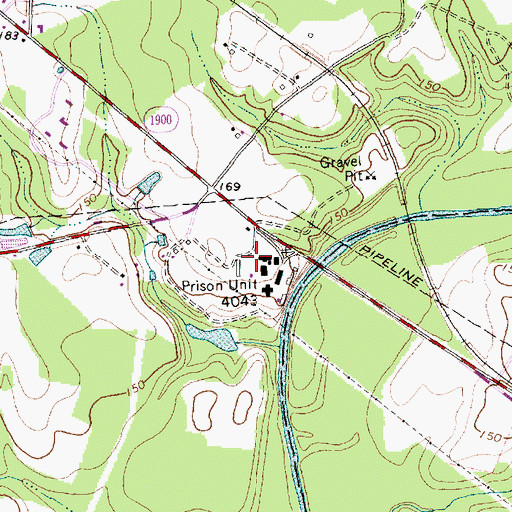 Topographic Map of Johnston Correctional Institution, NC