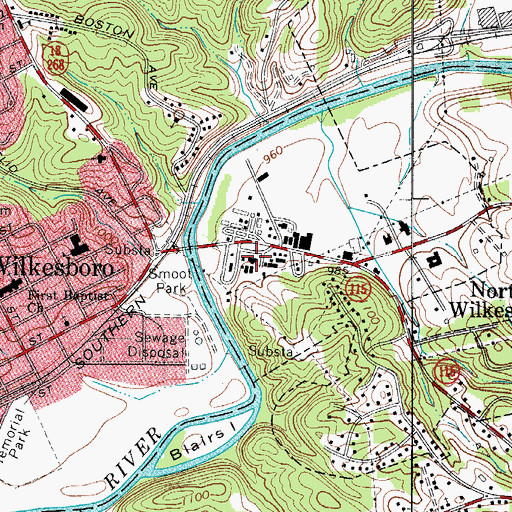 Topographic Map of Wilkes Correctional Center, NC