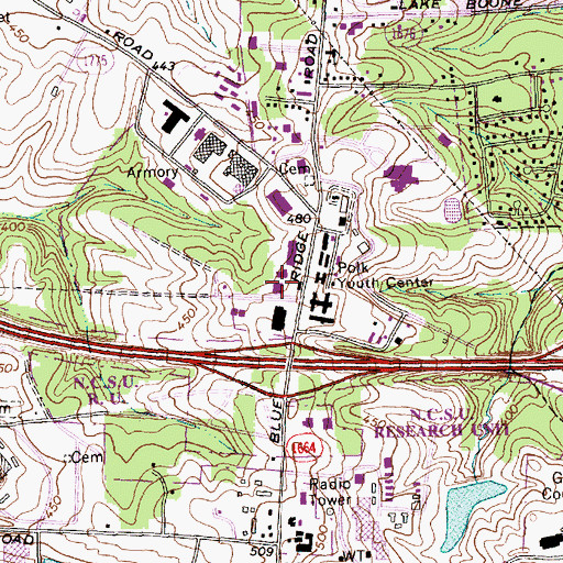 Topographic Map of North Carolina State Highway Patrol Troop C Headquarters, NC