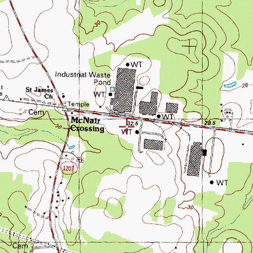 Topographic Map of North Carolina State Highway Patrol Troop C District 1 Substation, NC