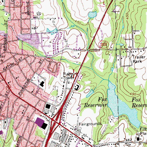 Topographic Map of North Carolina State Highway Patrol Troop C District 4, NC