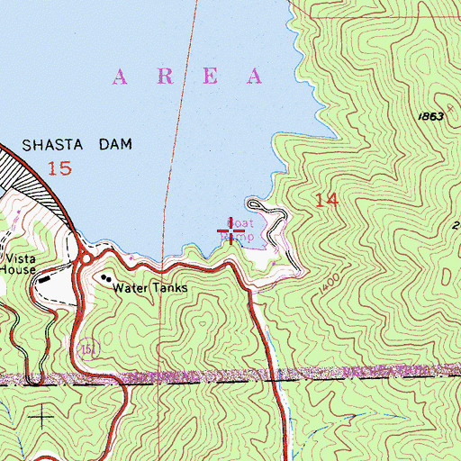 Topographic Map of Centimundi Boat Launching Ramp, CA