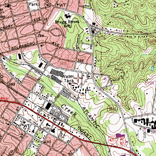 Topographic Map of Sanford Correctional Center, NC