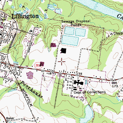 Topographic Map of North Carolina State Highway Patrol Troop B District 8, NC