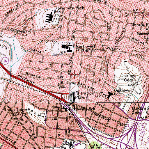 Topographic Map of Charlotte - Mecklenburg Police Department Metro Division, NC