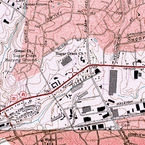 Topographic Map of Charlotte - Mecklenburg Police Department North Tryon Division, NC