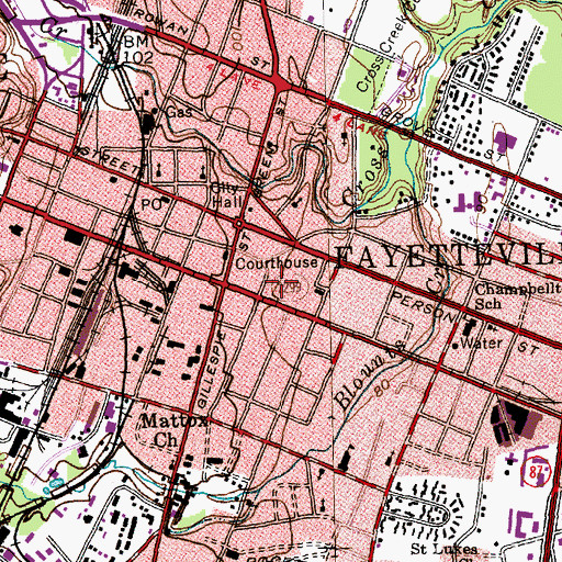 Topographic Map of Cumberland County Sheriff's Office, NC