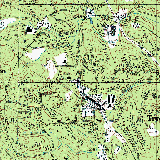 Topographic Map of Tryon Police Department, NC