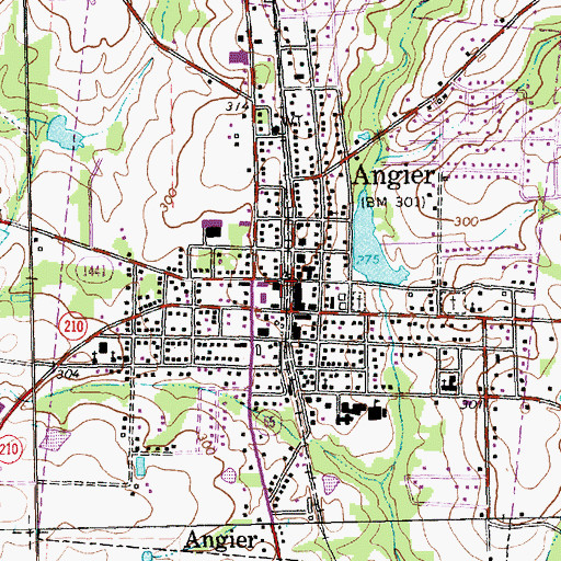 Topographic Map of Angier Police Department, NC