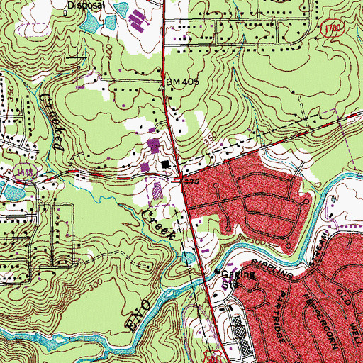 Topographic Map of Durham Police Department District 2 Substation, NC