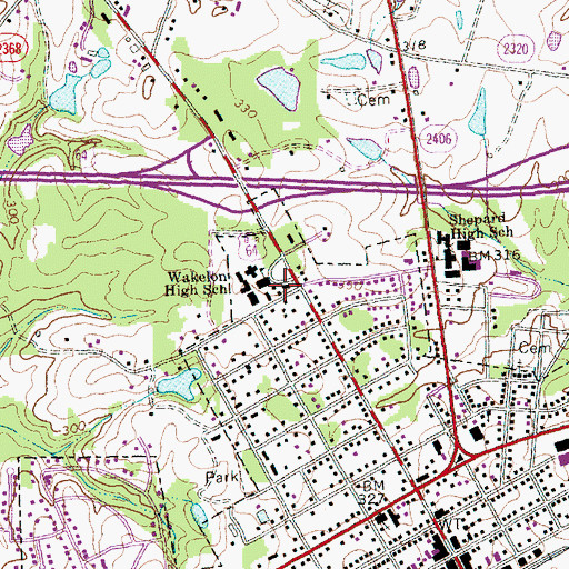 Topographic Map of Zebulon Police Department, NC