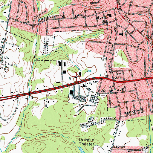 Topographic Map of North Carolina State Highway Patrol Troop H District 1 Gaston County, NC