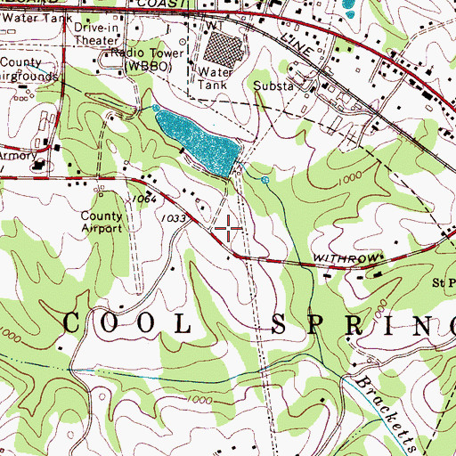 Topographic Map of North Carolina State Highway Patrol Troop G District 2 Substation, NC