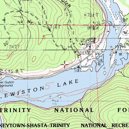 Topographic Map of Lakeview Terrace Campground, CA