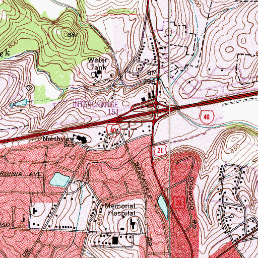 Topographic Map of North Carolina State Highway Patrol Troop F District 4, NC