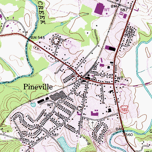 Topographic Map of Pineville Police Department, NC