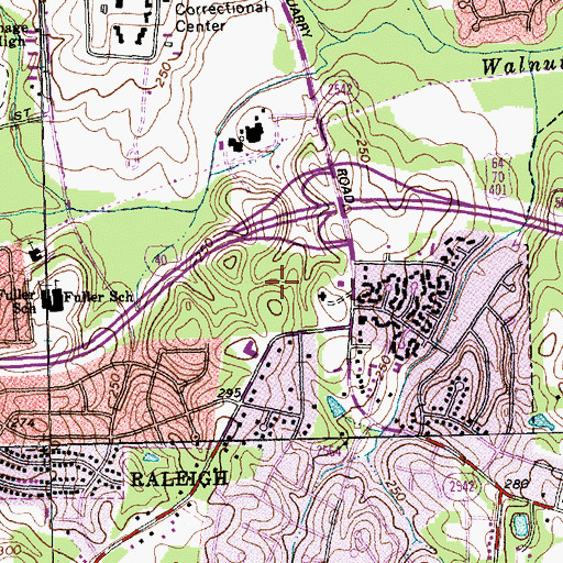 Topographic Map of Raleigh Police Department Southeast District, NC