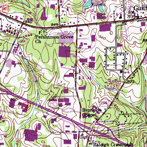 Topographic Map of Greensboro Police Department - Division 3, NC