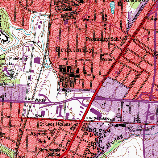 Topographic Map of Greensboro Police Department - Division 4, NC