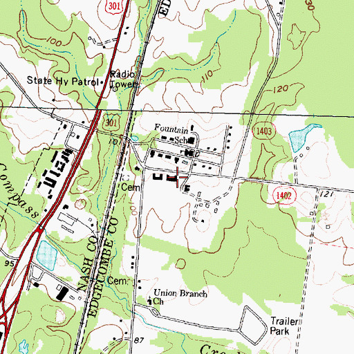 Topographic Map of Fountain Correctional Facility, NC