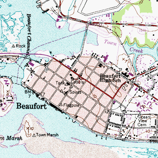 Topographic Map of Carteret County Detention Center, NC
