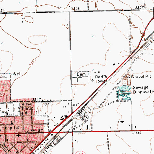 Topographic Map of Gaines County Cemetery, TX